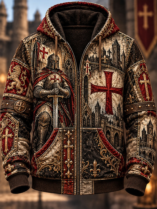 Men's British Knights Templar-ThemedZip-Up Hoodie