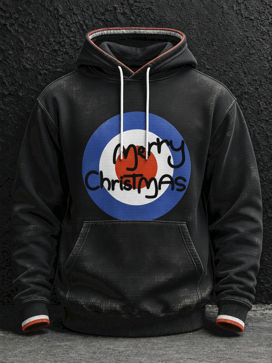 Men's UK Music Lover Christmas Art Printed Hoodie