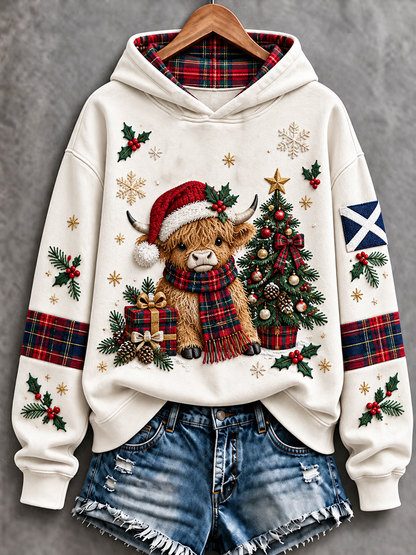Women's Scottish Christmas Printed Regular Sweatshirt