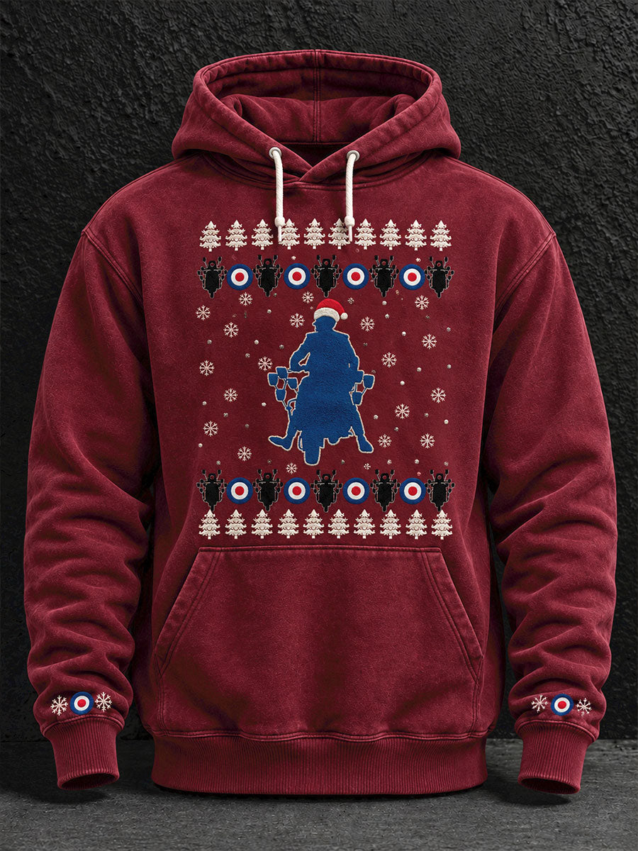 Men's UK Music Lover Christmas Art Printed Hoodie