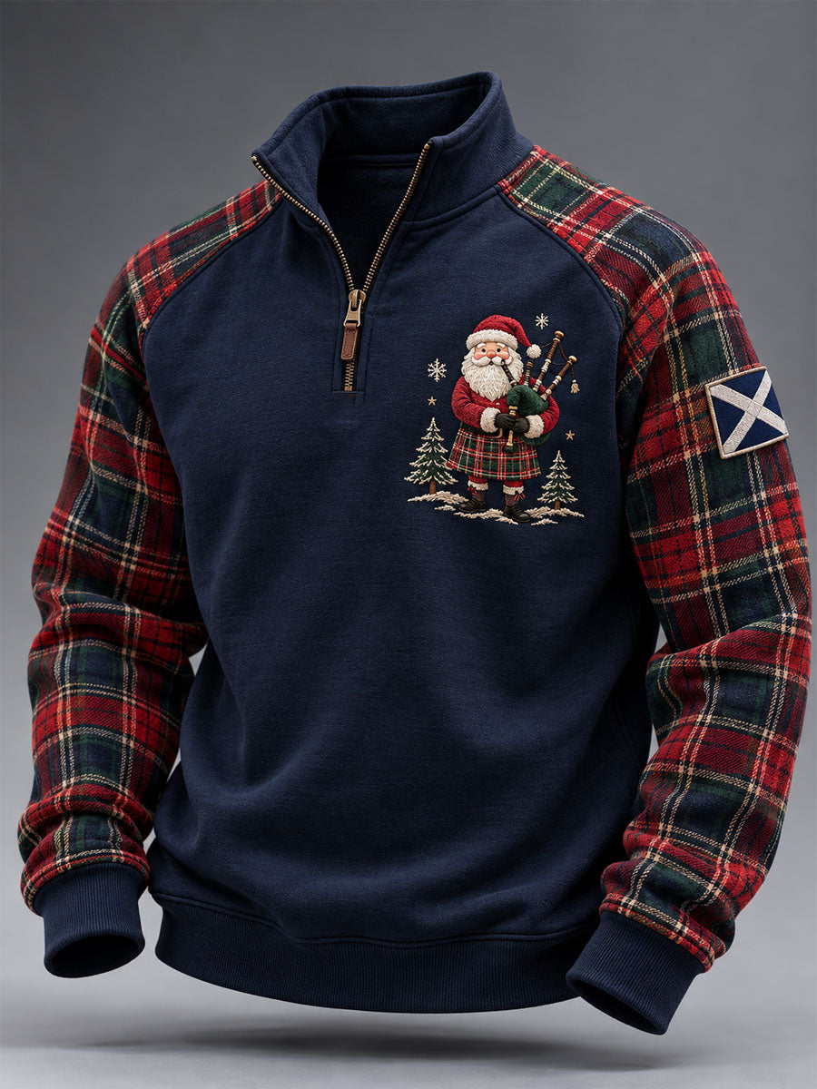 Men's Scottish Christmas Printed Zip-Up Hoodie