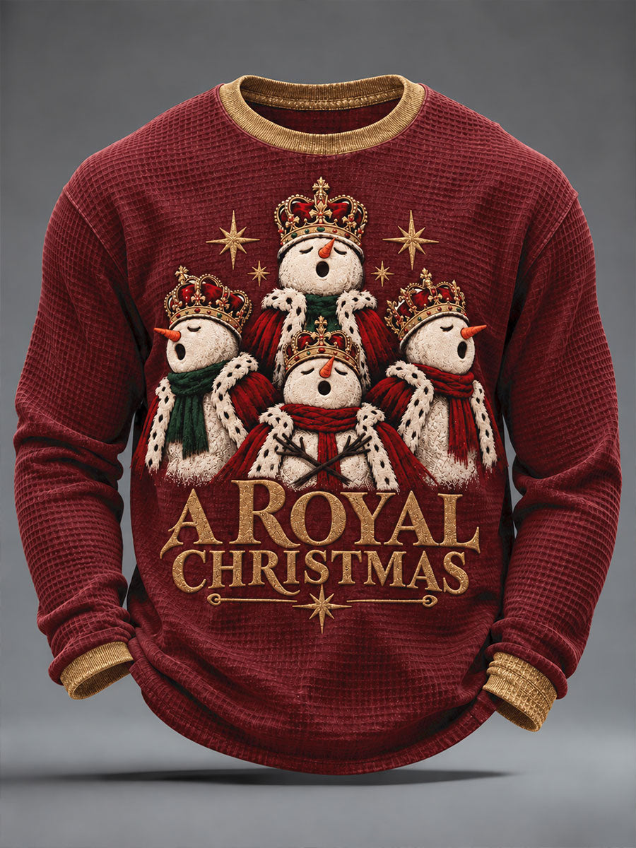 Men's UK Music Lover Christmas Art Printed Waffle Tops