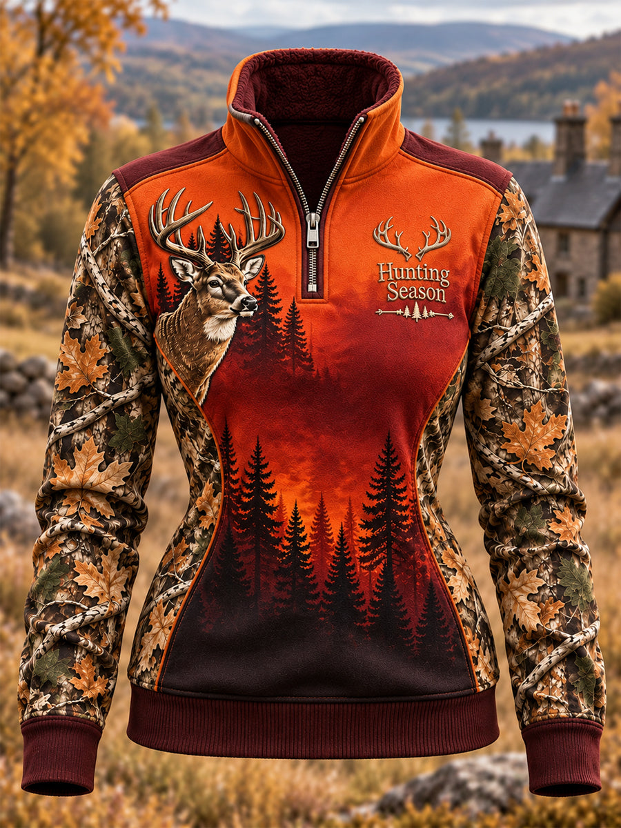 Women's Hunting Season Culture Fur Collar Top