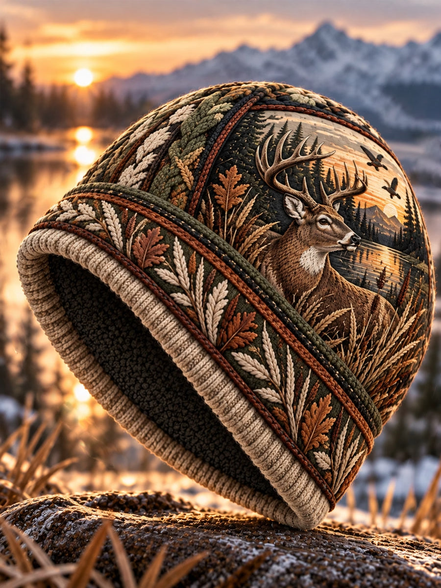 Hunting Season Culture Vintage Autumn And Winter Warm Cold Knitted Hat