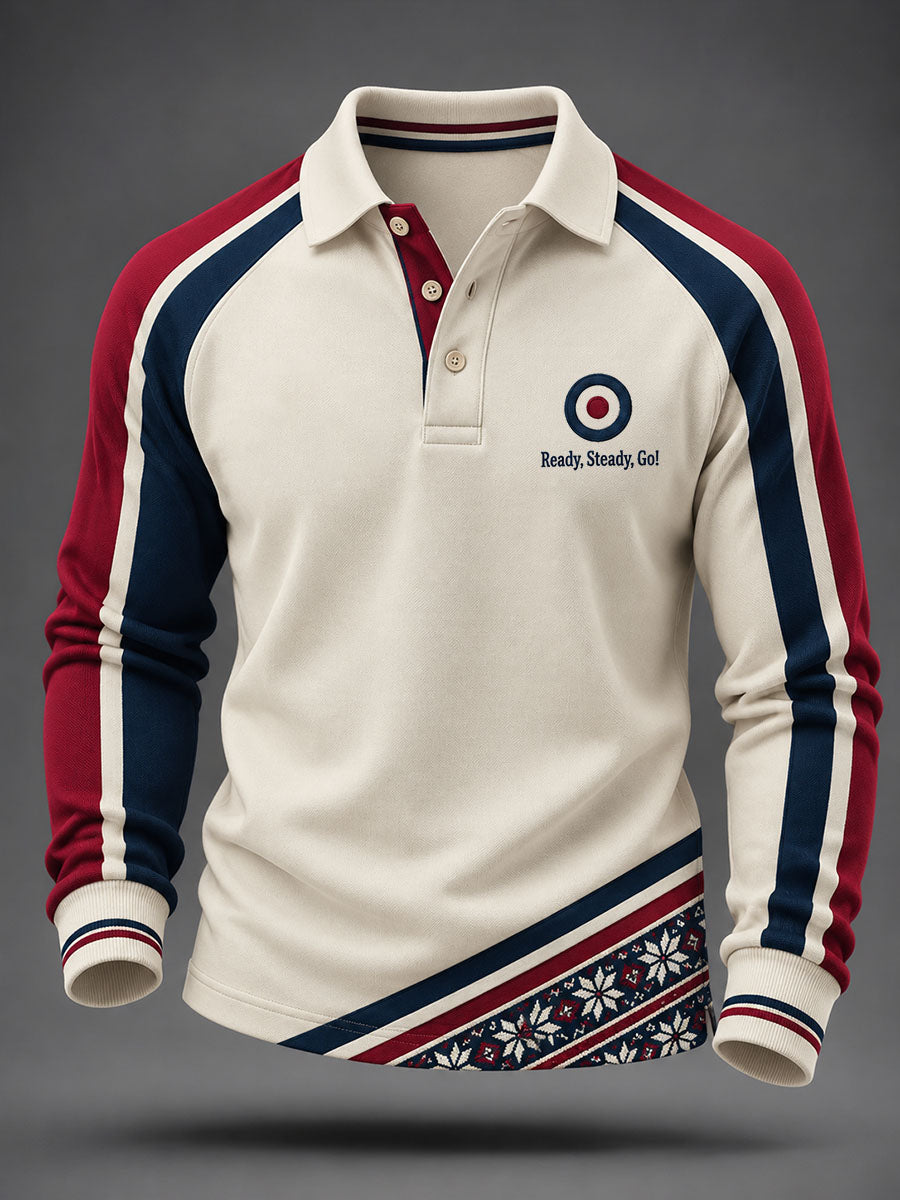 Men's Retro Modern Cultural Pattern Printed Polo Shirt