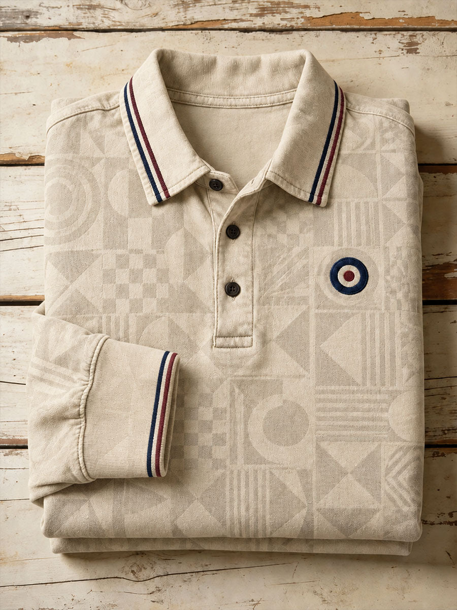 Men's Retro Modern Cultural Pattern Printed Polo Shirt