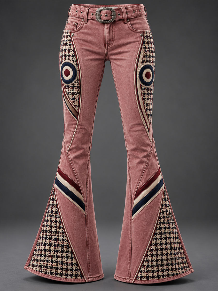 Women's Retro Modern Cultural Pattern Print Flared Pants