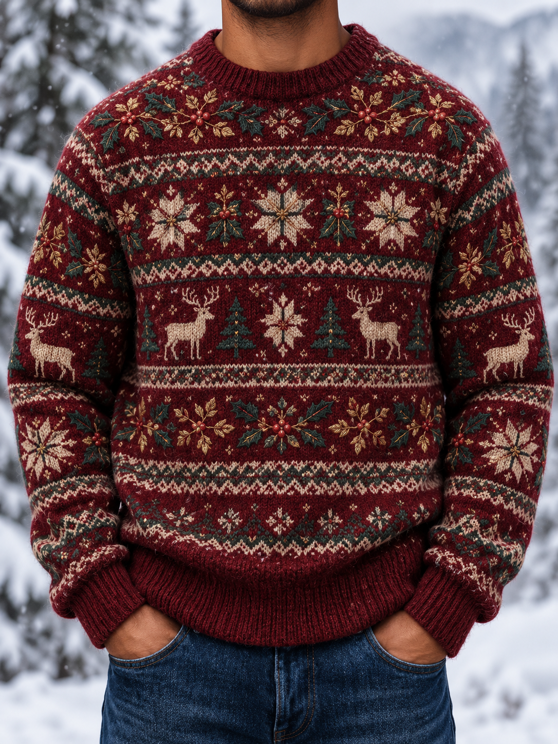 Men's Fair Isle British-style Christmas Sweater