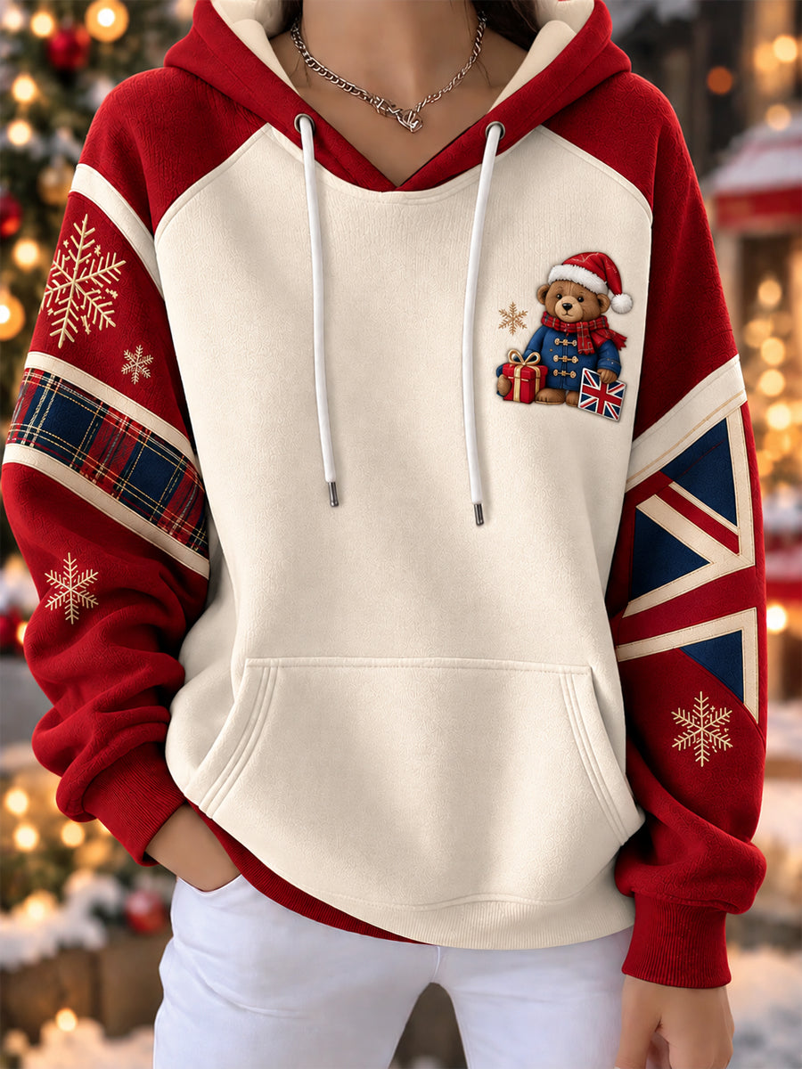 Women's British Christmas Print Casual Hoodie