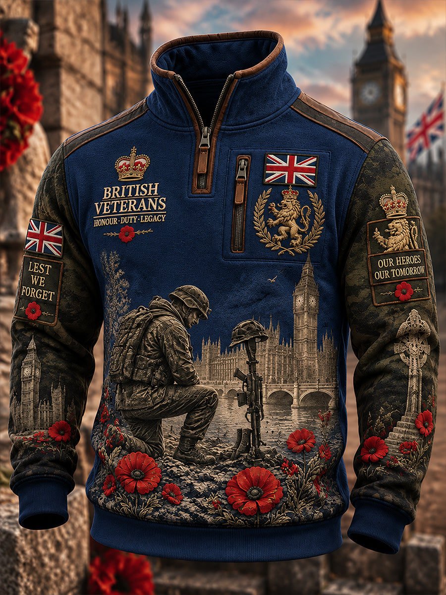 Men’S Remembrance Day-Themed Graphic Print Mock-Neck Sweatshirt