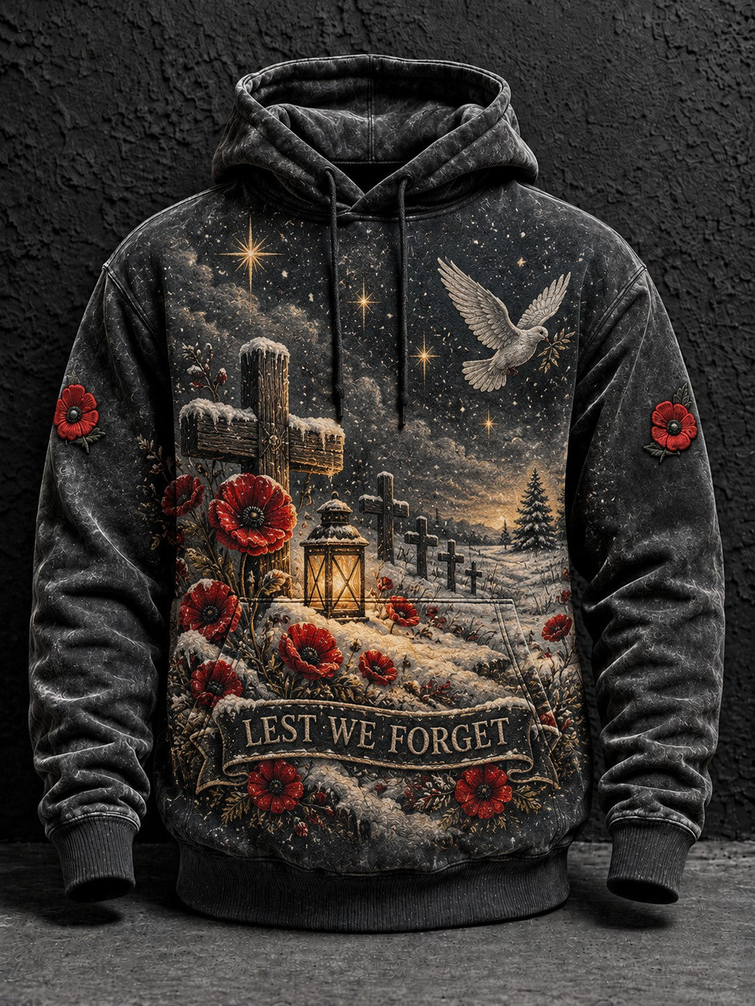 Men's Christmas Lest We Forget Printed Hoodie
