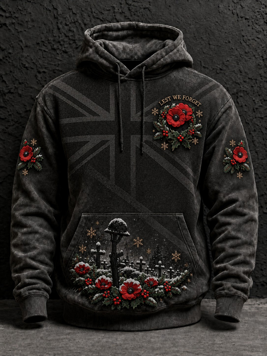 Men's Christmas Lest We Forget Printed Hoodie