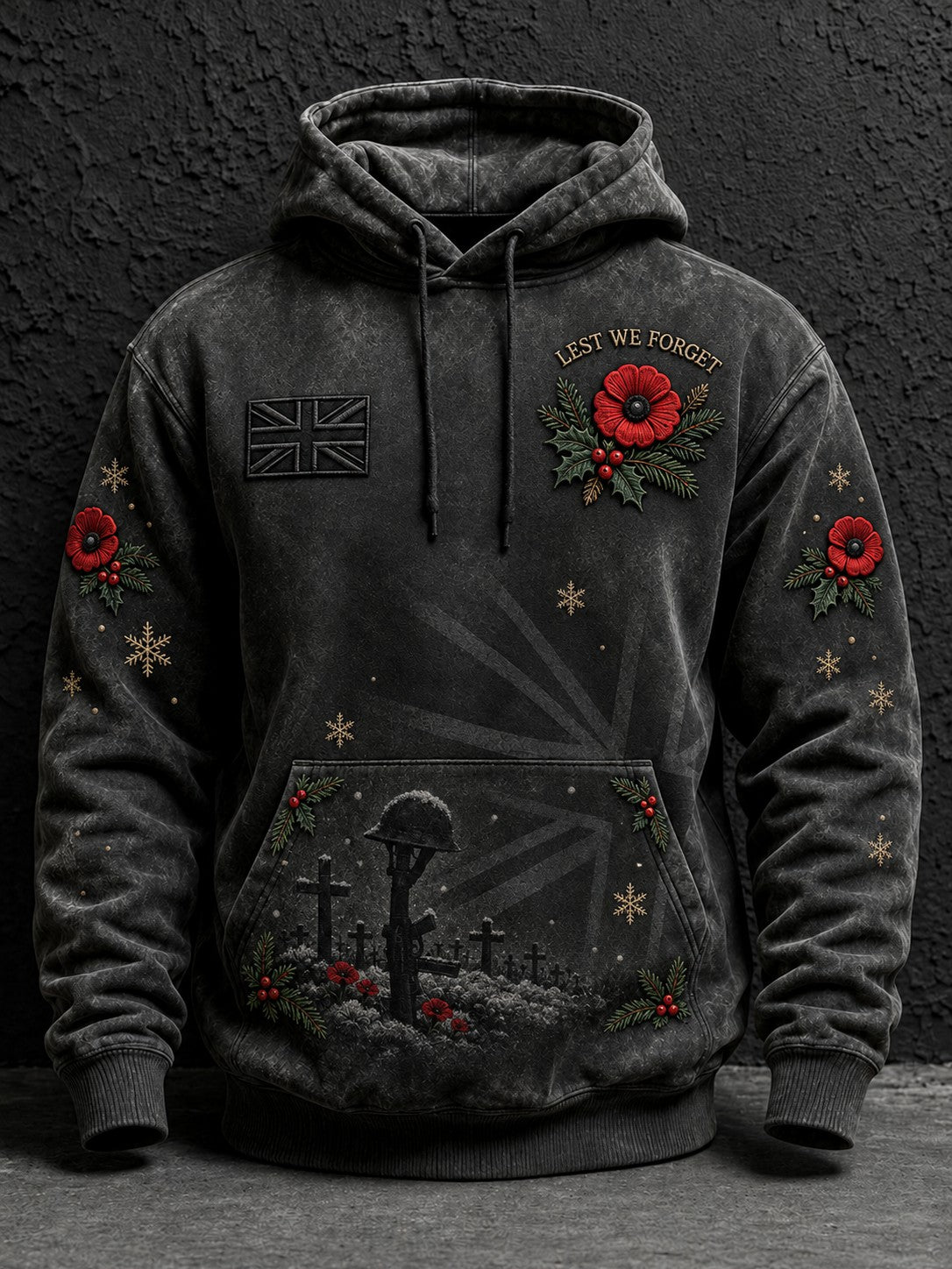 Men's Christmas Lest We Forget Printed Hoodie