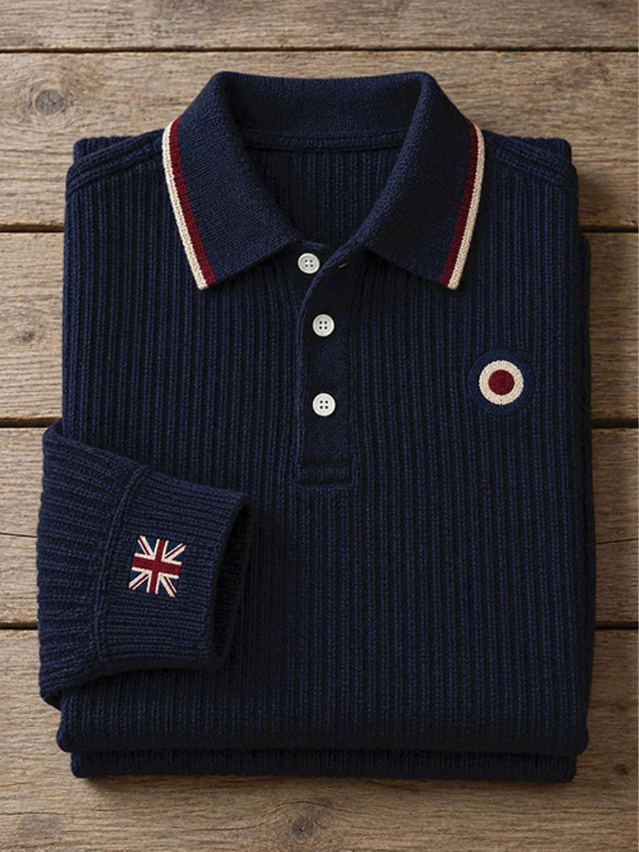 Men's UK Music Lover Mods Art Printed long sleeve polo