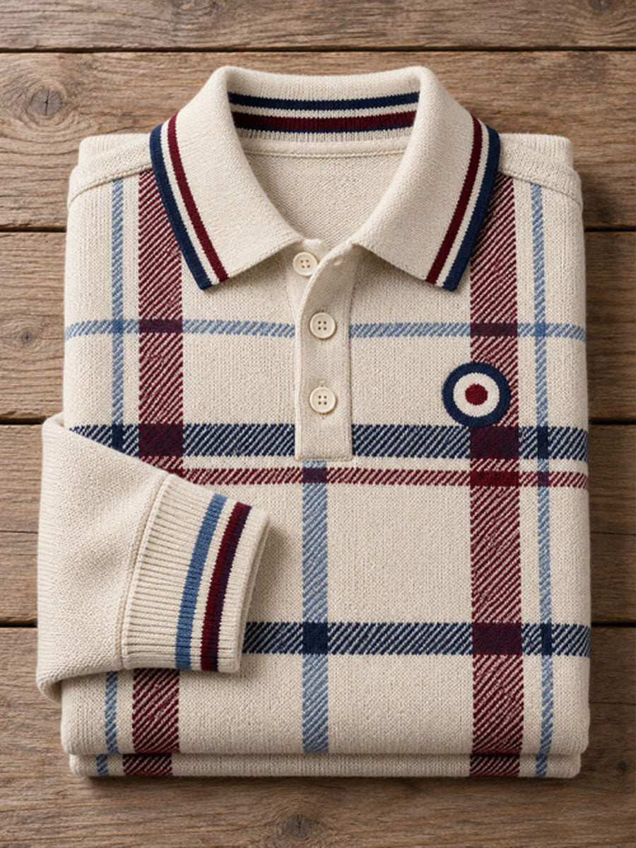 Men's UK Music Lover Mods Art Printed long sleeve polo